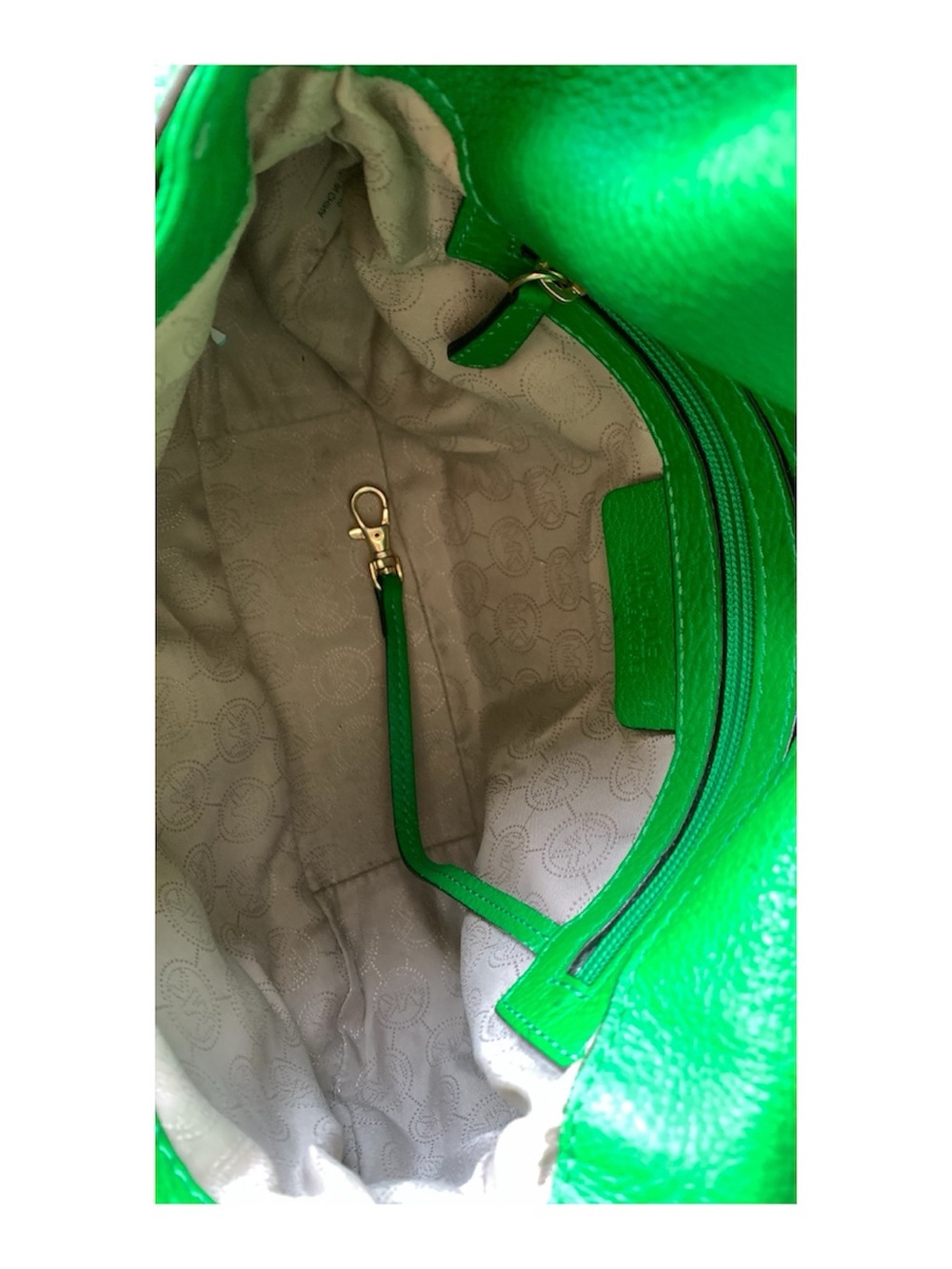 Michael Kors Emerald Green Leather Crossbody with Gold Chain - Picture 6 of 8